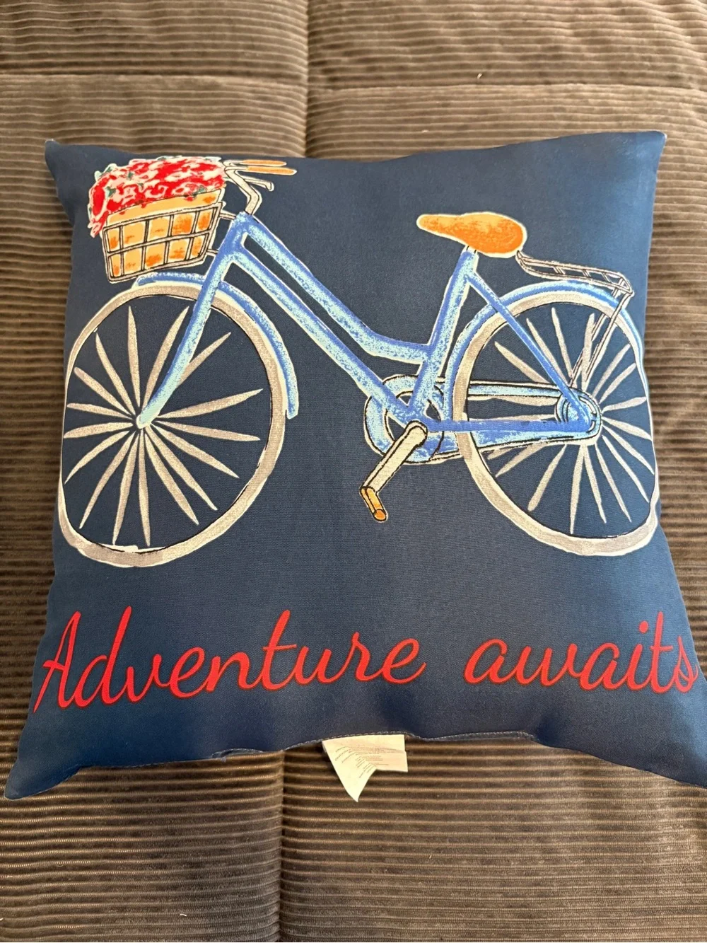 Mainstays Blue Bicycle Print Pillow
